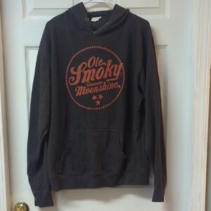 Heather Gray Hoodie with Orange Print